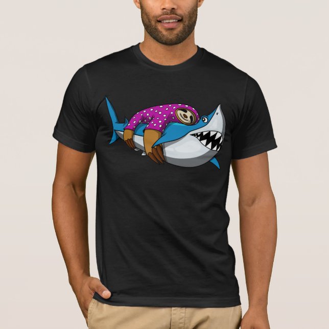 Djur för hav för lat Slothridninghaj roligt T Shirt (Framsida)