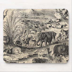 Djur för illustration för vintage1800s afrikansk musmatta