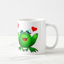 Djur för tecknad för gröna grodor för lycklig kaffemugg