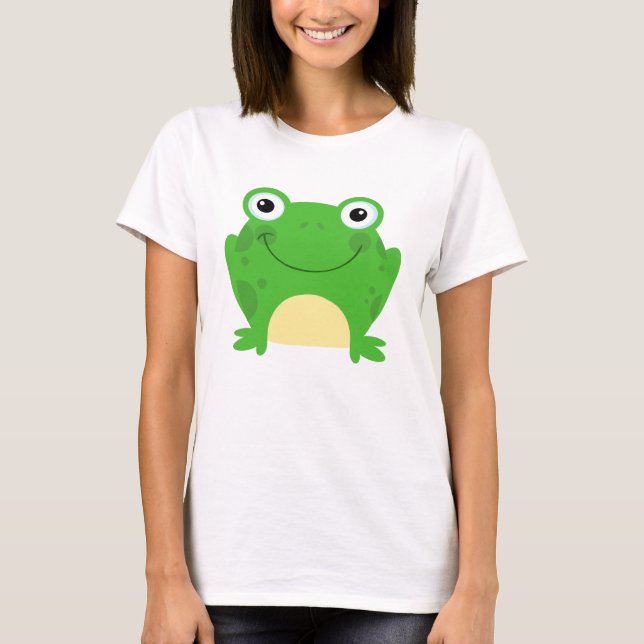 Djur för tecknad för grönt för grodagrodaamfibie tee shirt (Framsida)