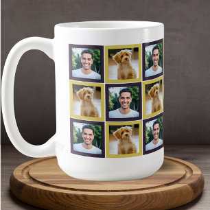 Djur fotopatchworkrutor Mönster Mamma Pappa Kaffemugg