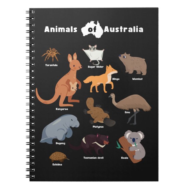Djur från Australien Aussie Wildlife Anteckningsbok (Framsidan)