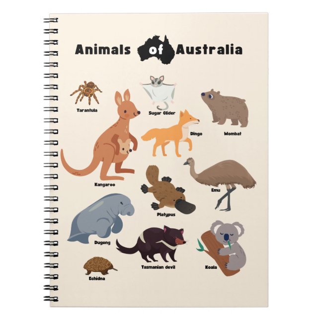 Djur från Australien Aussie Wildlife Anteckningsbok (Framsidan)