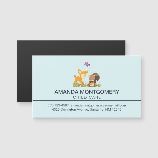 Djur från cute Forest Djals, vismisk Tecknad (Fram/baksida)