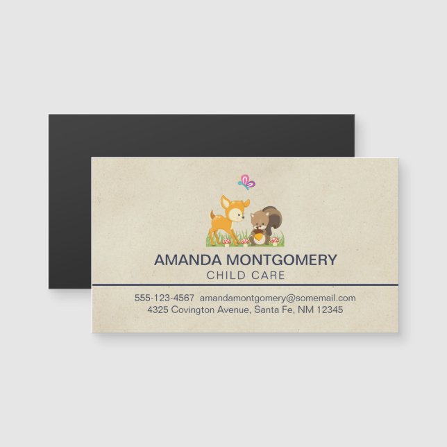 Djur från cute Forest Djals, vismisk Tecknad (Fram/baksida)