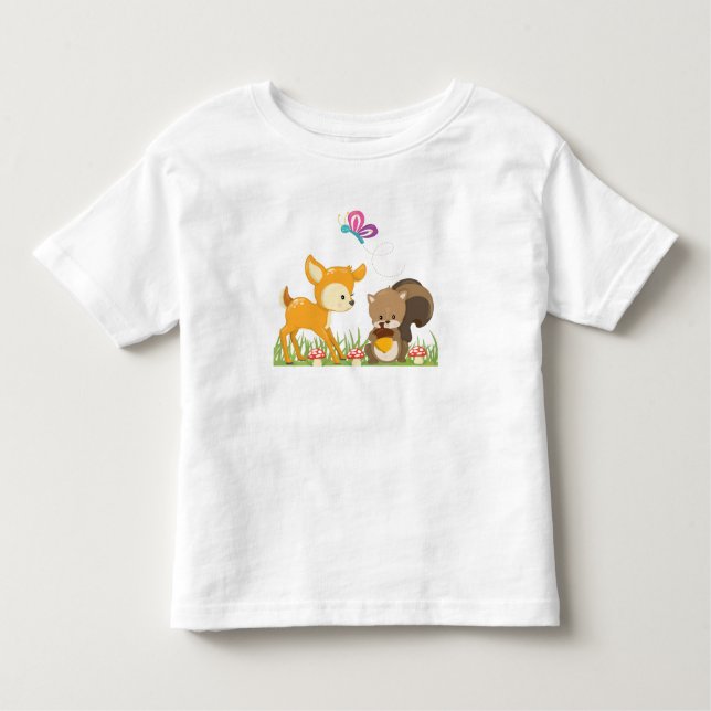 Djur från cute Forest Djals, vismisk Tecknad T Shirt (Framsida)