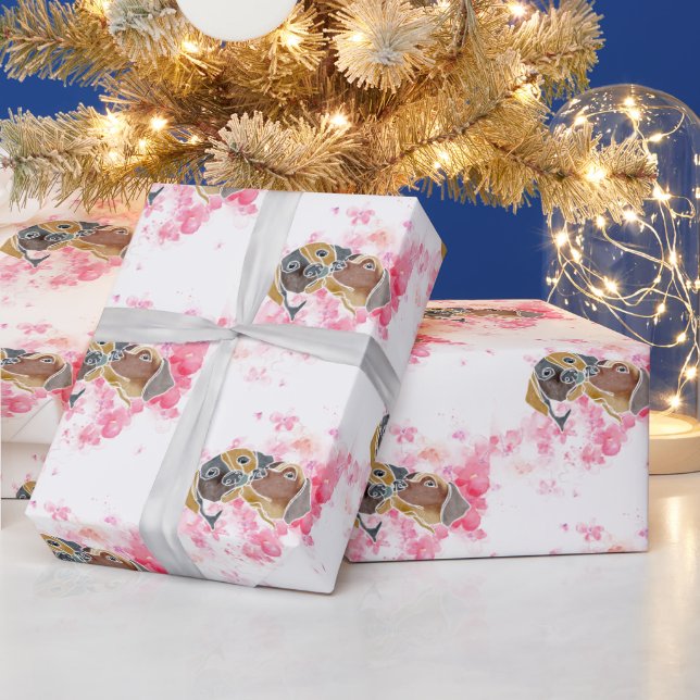 Djur från Cute hund vattenfärgen porträtt Presentpapper (Helgdagar)