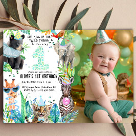 Djur från party Birthday Safari tropical Inbjudningar
