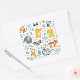 Djur från regnskog fyrkantigt klistermärke