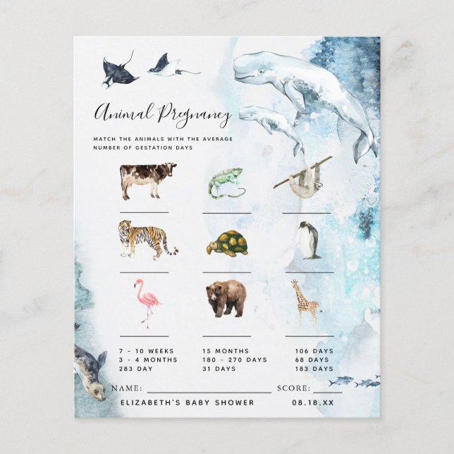 Djur Graviditet | Baby Shower Lek (Framsida)