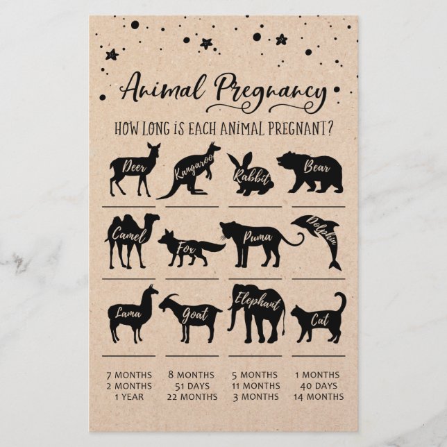 Djur Graviditet med Svar Baby Shower Lek (Framsida)