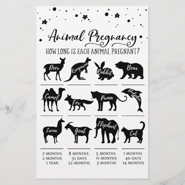 Djur Graviditet med Svar Baby Shower Lek (Framsida)