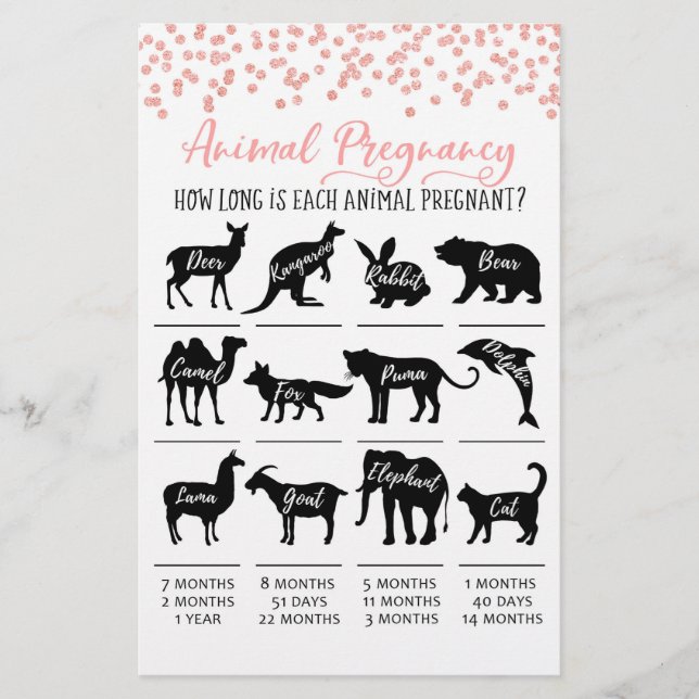 Djur Graviditet med Svar Baby Shower Lek (Framsida)