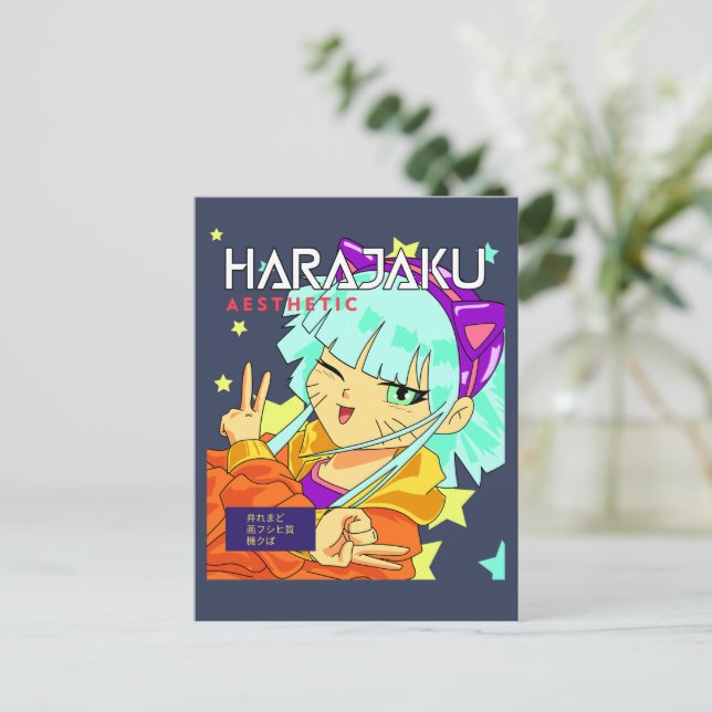 Djur, harajaku cour rå manga vykort (Stående Fram)