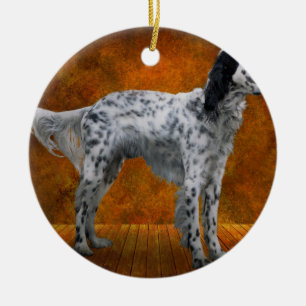 Djur - Hund - Engelsk Setter Julgransprydnad Keramik
