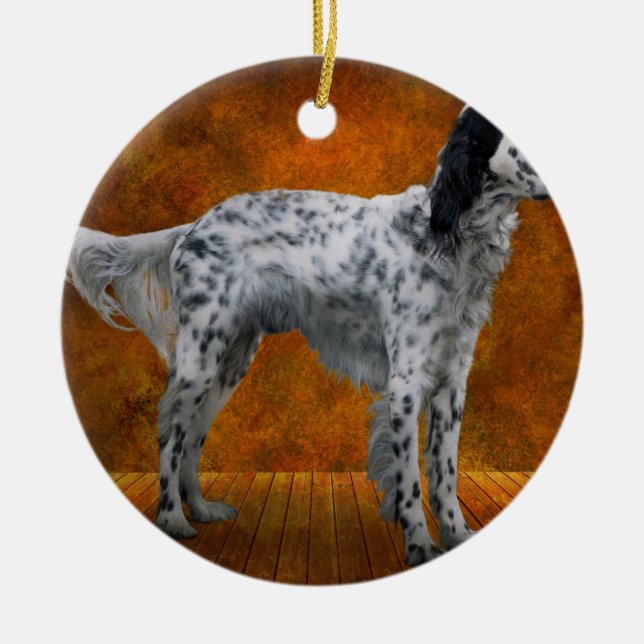Djur - Hund - Engelsk Setter Julgransprydnad Keramik (Framsidan)