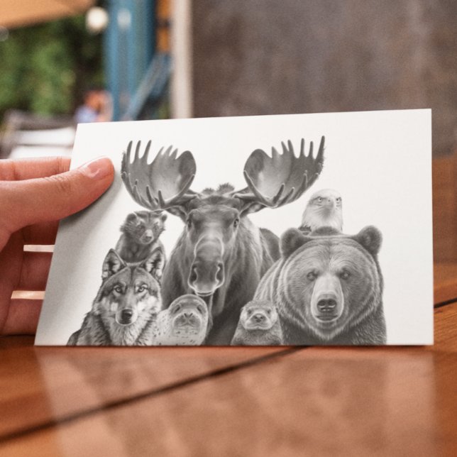 Djur i Alaska Porträtt Bear Moose Varg Vykort (Skapare uppladdad)