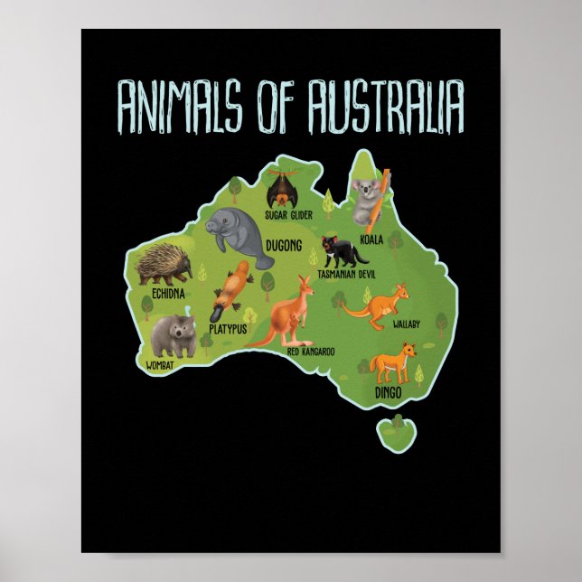Djur i Australien - Djurutbildning Poster (Framsidan)