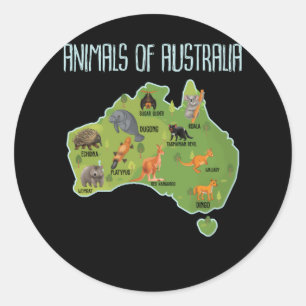 Djur i Australien - Djurutbildning Runt Klistermärke
