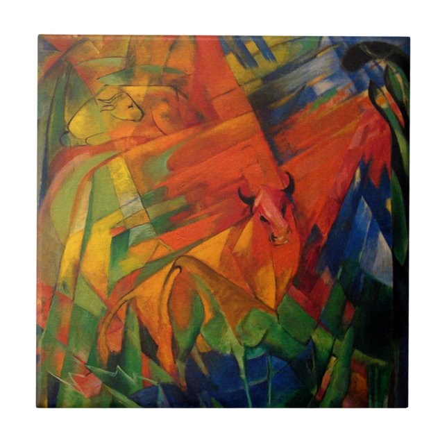 Djur i ett landskap av Franz Marc Kakelplatta (Framsidan)