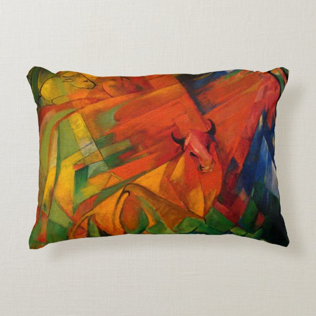 Djur i ett landskap av Franz Marc Prydnadskudde (Framsidan)