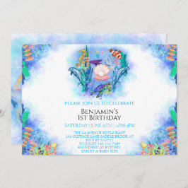 Djur i havs 1:a födelsedagsinbjudan inbjudningar