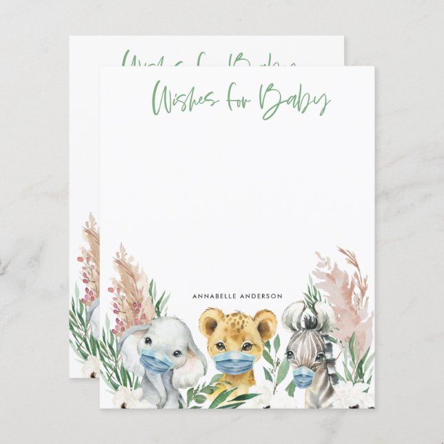 Djur i maskneutralt önskemål för baby (Fram/baksida)