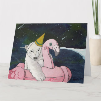 Djur i party: Polar Bear Card 8,5" x 11" Tack Kort