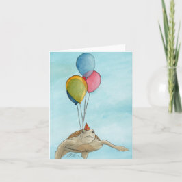 Djur i party: Turtle Greeting Card 4" x 5,6" Helgkort