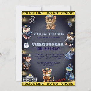 Djur i polisens enhetliga födelsedag inbjudningar