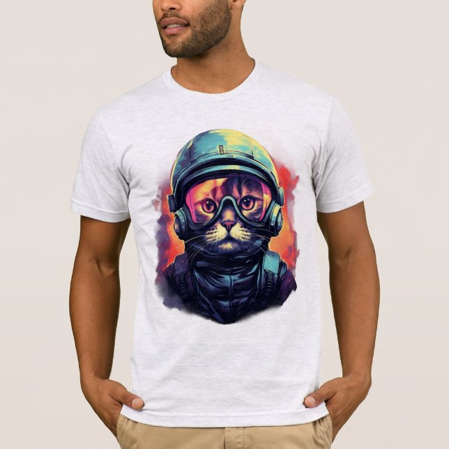 Djur i rymden Katt 1 T Shirt (Framsida)