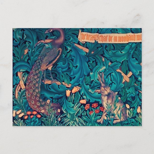 Djur i skogen, William Morris Vykort (Framsida)