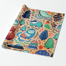 DJUR I SKOGSBRUKSKORSTMAS Pappra Presentpapper