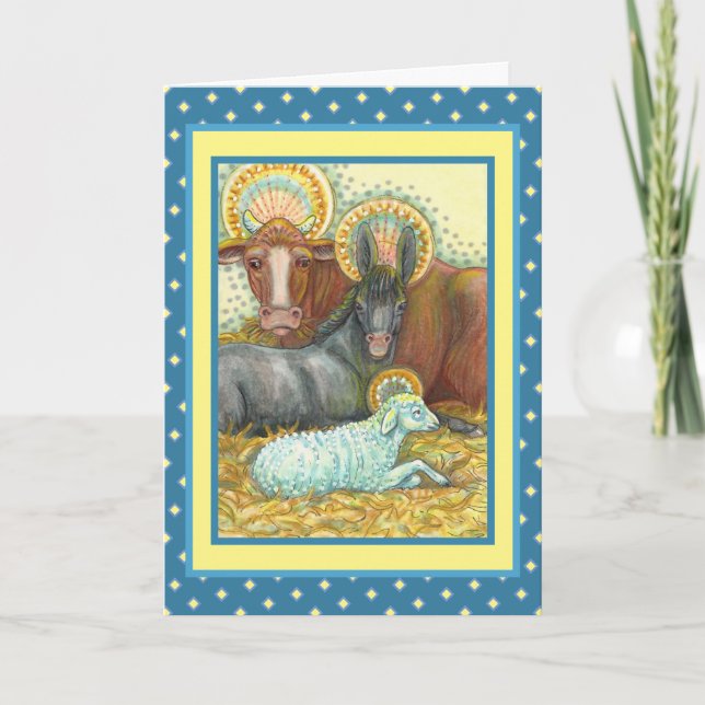DJUR I STABIL, OX, DONKEY & SHEEP HELGKORT (Framsida)