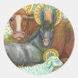 DJUR I STABIL, OX, DONKEY & SHEEP RUNT KLISTERMÄRKE