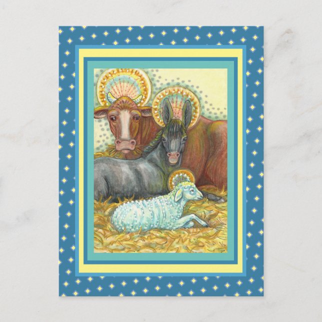 DJUR I STABIL, OX, DONKEY & SHEEP VYKORT (Framsida)