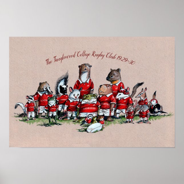 Djur i Stora Sten: Tanglewood College Rugby Poster (Framsidan)