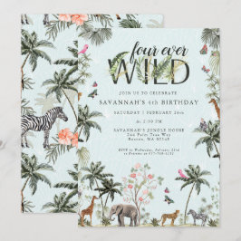 Djur i tropisk djungel | Four Ever Wild Inbjudningar