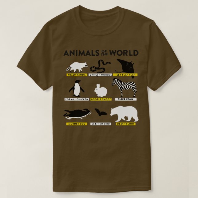 Djur i världen och hur de kallas korre t shirt (Design framsida)