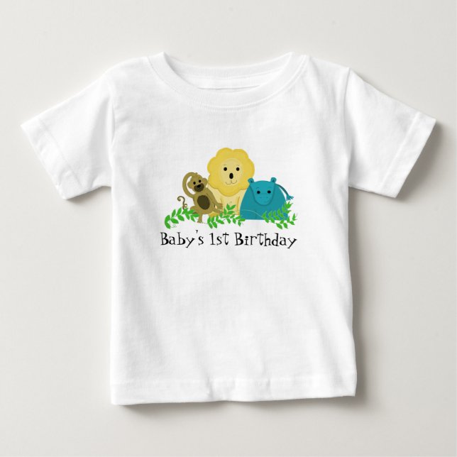 Djur i Zoo Baby's 1-årsdag Tee (Framsida)