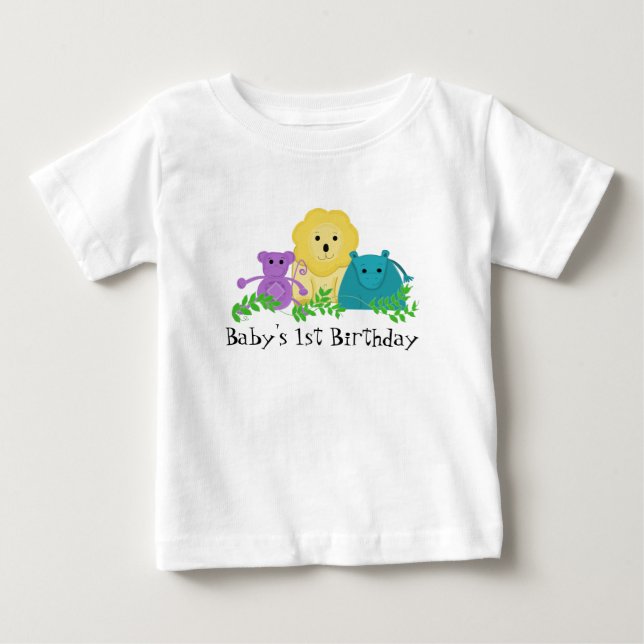 Djur i Zoo Baby's 1-årsdag Tröja (Framsida)