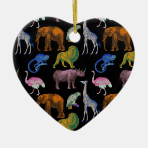 Djur i Zoo Livfulla Färger Pop Art Djurälskare Julgransprydnad Keramik