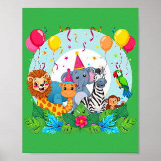 Djur i zoo Vilda djur Födelsedag - Safari Djungel Poster