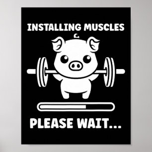 Djur Installerar Muskler Fitness Bodybuilding Gris Poster
