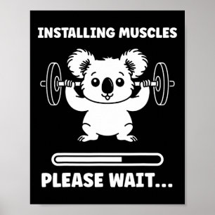 Djur Installerar Muskler Fitness Bodybuilding Ko Poster