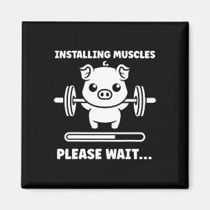 Djur Installerar Muskler Fitness Bodybuilding Nöt Magnet