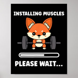 Djur Installerar Muskler Fitness Bodybuilding Räv Poster