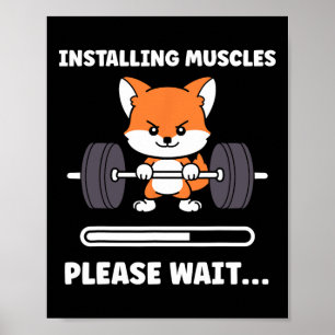 Djur Installerar Muskler Fitness Bodybuilding Räv Poster