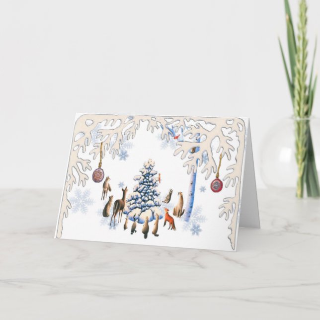 Djur Julgran Helgkort (Framsida)