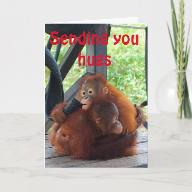 Djur kärlek för valentinkramOrangutan Helgkort (Framsida)